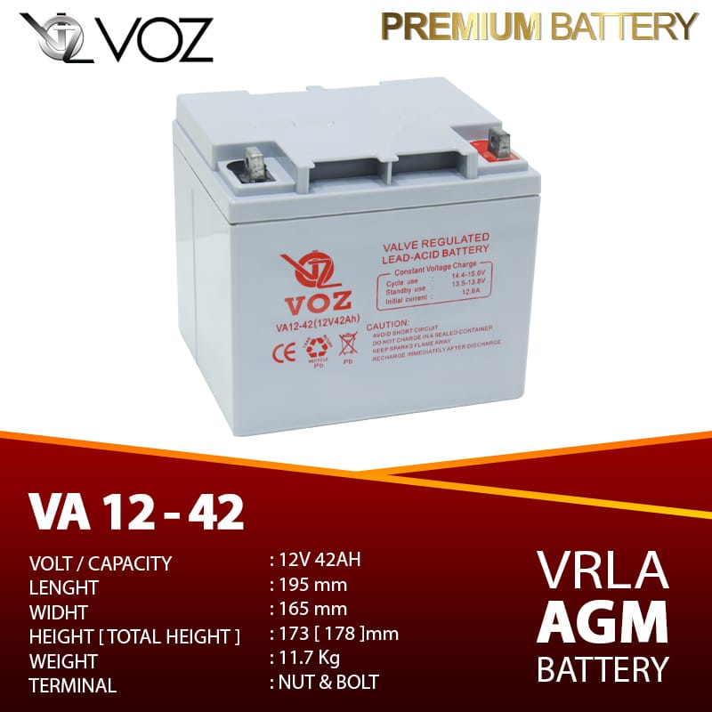 JUAL BATERAI AKI KERING VRLA AGM VOZ VA 12-42 12V 42AH